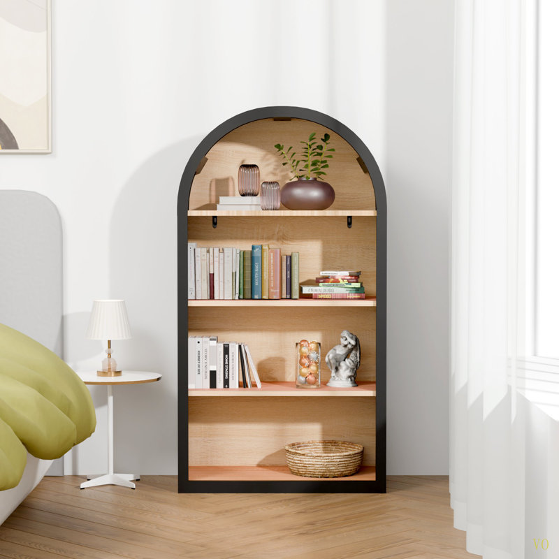 4-Tier  Arched Bookshelf, 43" Tall Arched Bookcase With Storage Shelves Stylish Design, Stable & Safe Storage