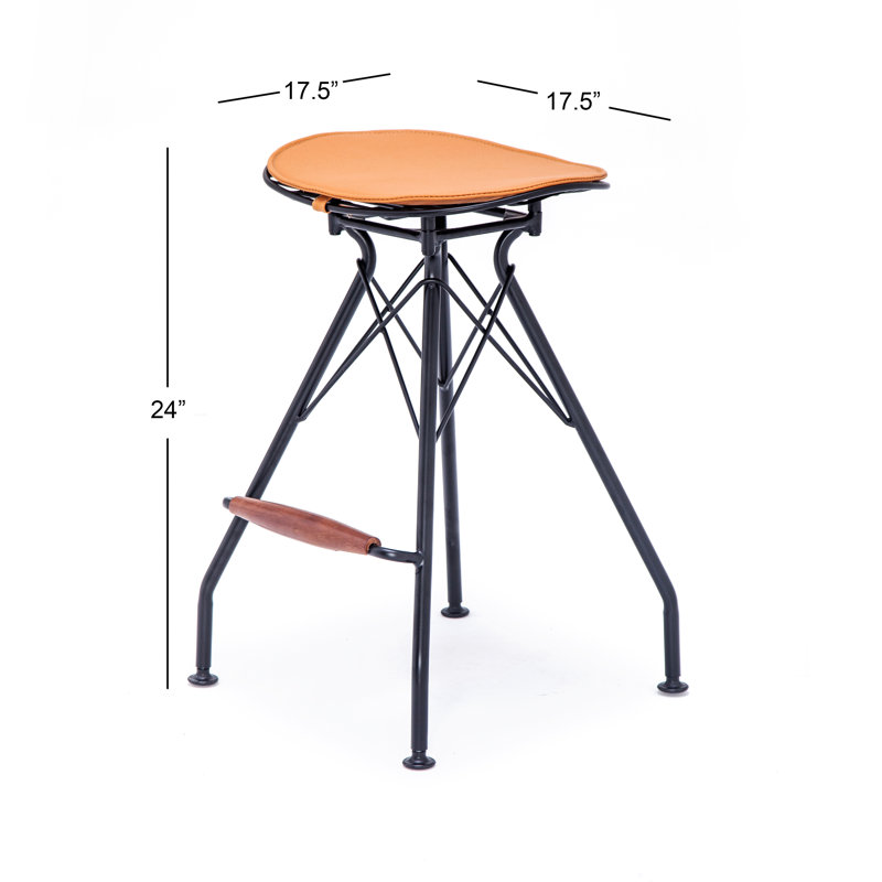 Belgr Upholstered Counter Stool with Metal Frame, Beige, Counter Stool (24" Seat Height)