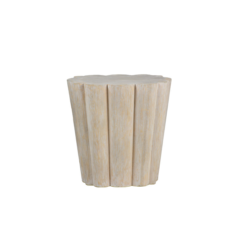 Modern Gray Whitewash Wood Oval Pedestal End Table