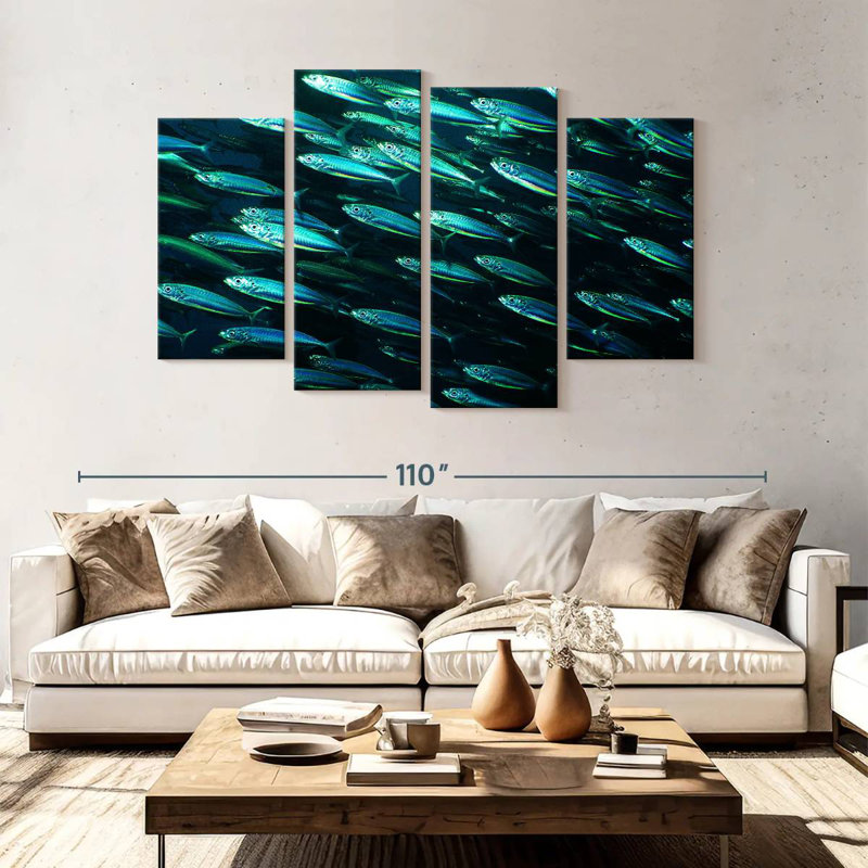 Brampt banc de poissons, H 54 po x l 84 po