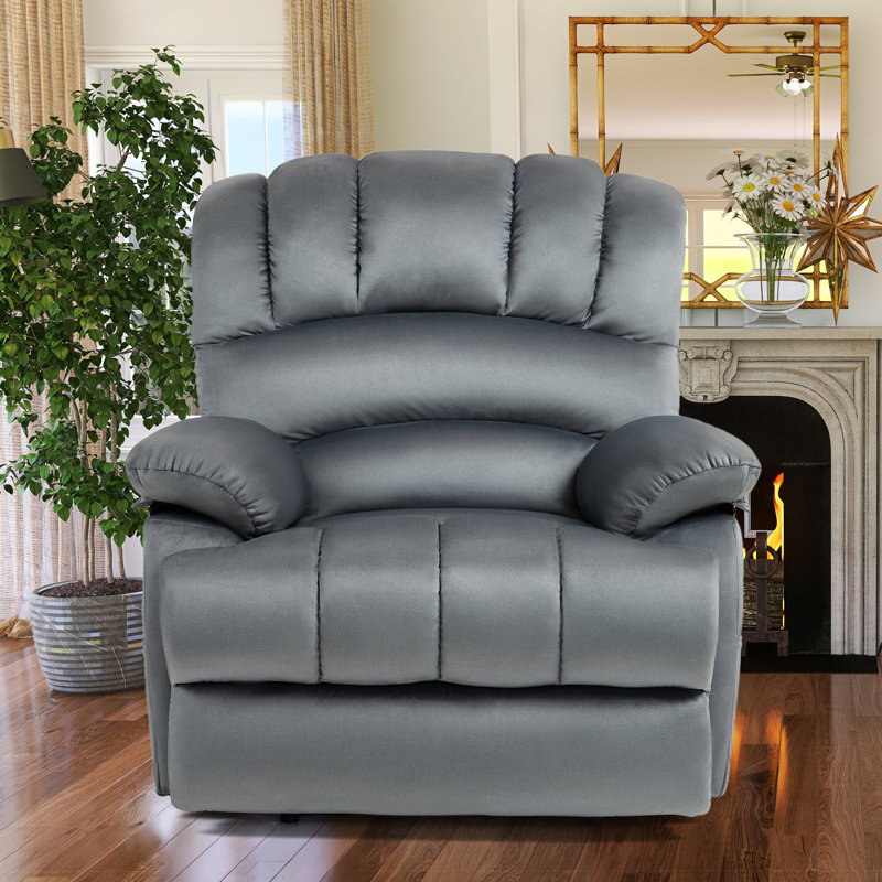 Chemika 40" Wide Oversize Upholstery Manual Recliner, Medium Gray