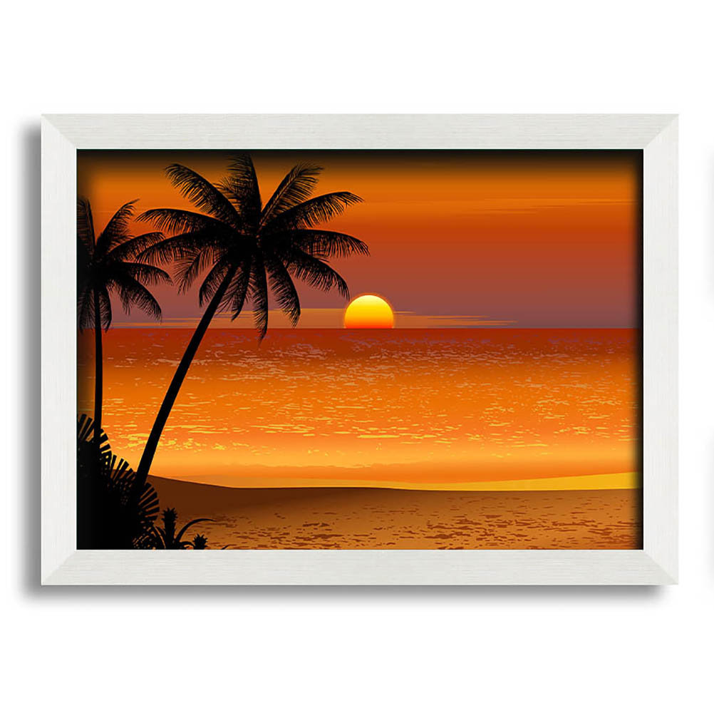 Gerahmtes Leinwandbild Orange Palm Tree Sun