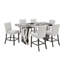 Ensemble de salle à manger à hauteur de comptoir 5 pièces Cavira avec table en faux marbre et chaises rembourrées, gris