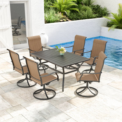 6 - Person Rectangular Steel Outdoor Dining Set