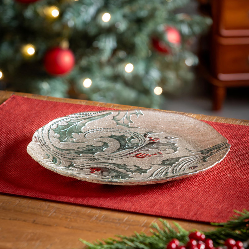 Assiette plate en verre Holly & Berries
