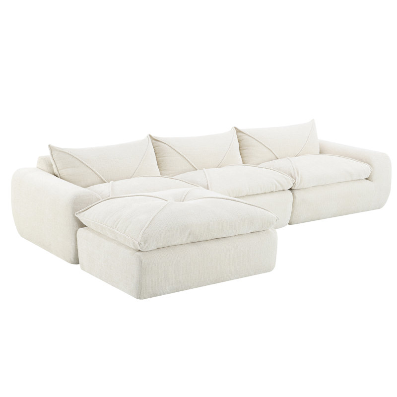 Canapé de 116 po entièrement compressé avec mousse haute densité, aucun assemblage requis, conception sans pieds sans cadre, dossier et coussin de siège intégrés, combinaison libre, chenille de particules