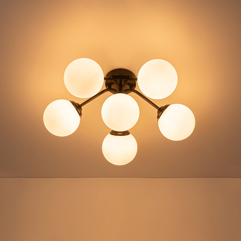 Plafonnier semi-encastré Honniball, Noir, Six lumières