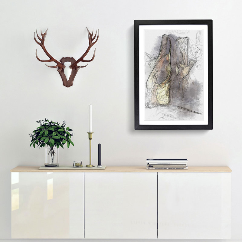 Ballerinas Slippers in Abstract - Picture Frame Graphic Art Print, 36cm H x 27cm W x 2cm D, Black Framed