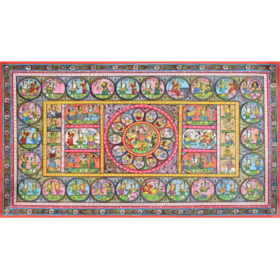 Lord Ganesha Storey Painting | Paata Painting On Canvas | For Wall Décor