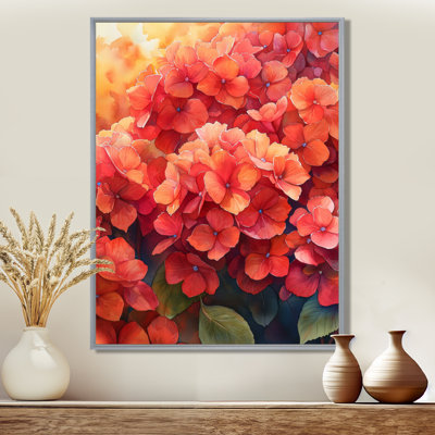 «Hydrangeas In The Autumn Light II - Hydrangea», reproduction sur toile encadrée