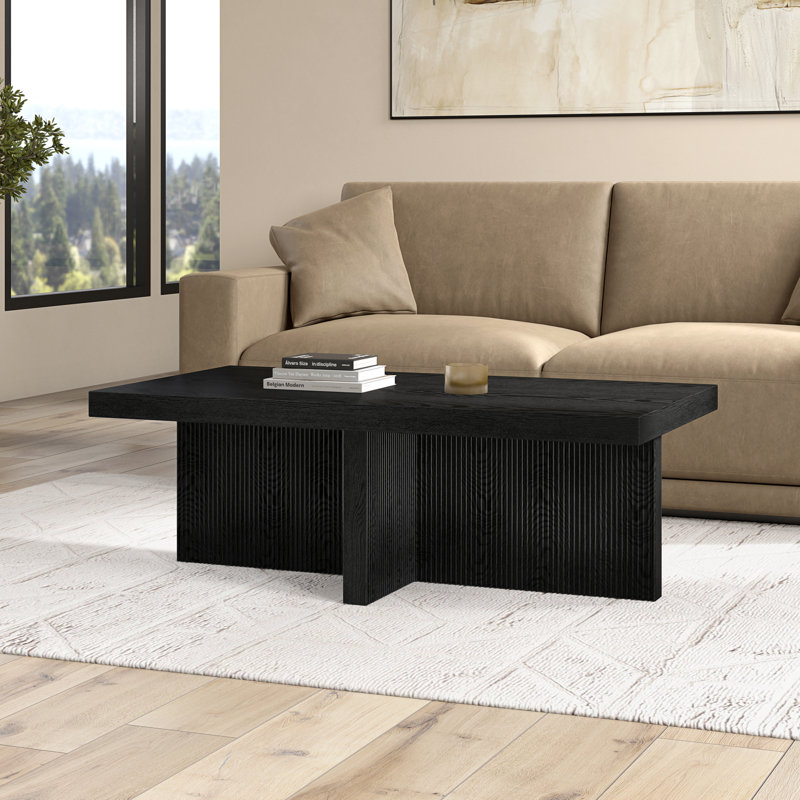 Aday Pedestal Coffee Table, Black Grain