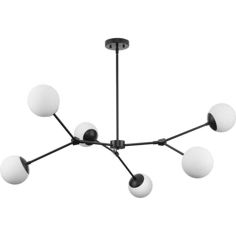 Lustre linéaire spoutnik moderne à 6 lumières Haas, Noir mat