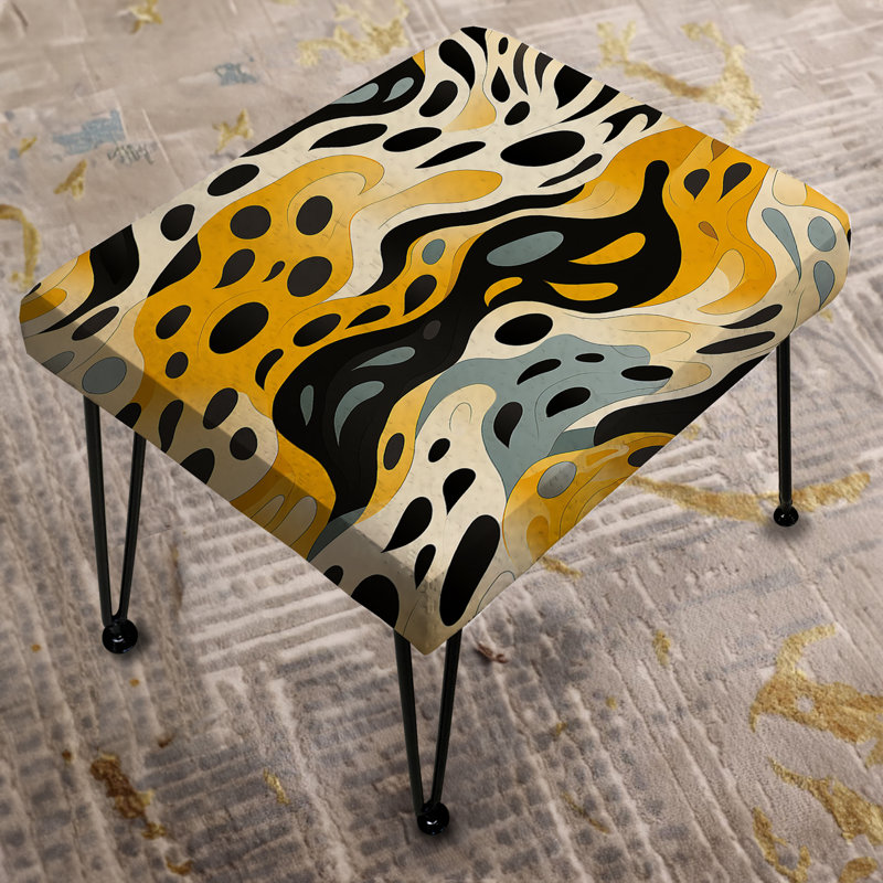 Orange And Black Classic Elegance Adventure - Abstract Rectangle Ottoman