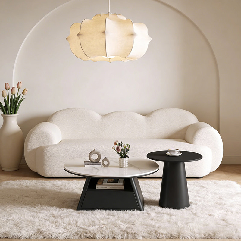 Woodbine, 15.74" H x 27.55" L x 27.55" W, Blanc / noir / gris clair, Noir