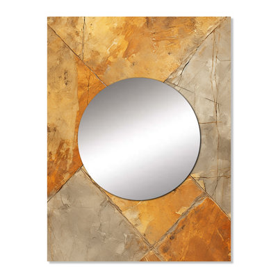Nytasha Gold Abstract tile mosiac charm - Tile Decorative Wall Mirror, Modern Mirror, Printed Metal Art