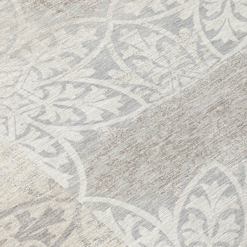 Machine Washable Indoor/Outdoor Chantille ACN2916 Spiral Rug, Ivory, 3' x 5'