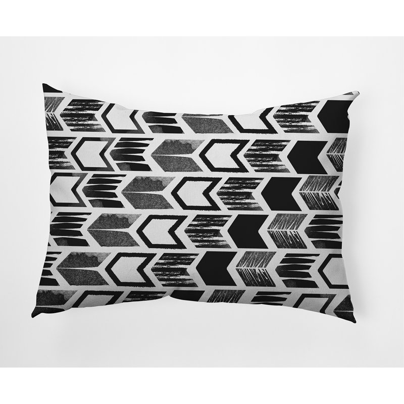 Geometric Outdoor Reversible Throw Pillow, Black