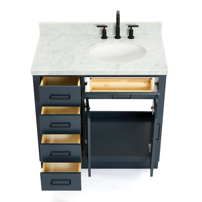 ARIEL HEPBURN 37 IN RIGHT OFFSET RECTANGULAR SINK VANITY 1,5 IN