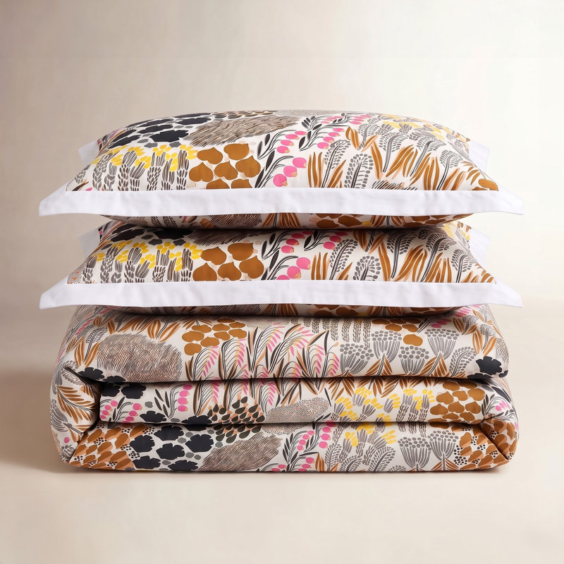 Ensemble de housse de couette en coton brun Pieni Letto de Marimekko, Housse de couette double / grand + 2 taies décora