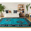 Tapis à bordure turquoise / noir / gris Goines-1032306004