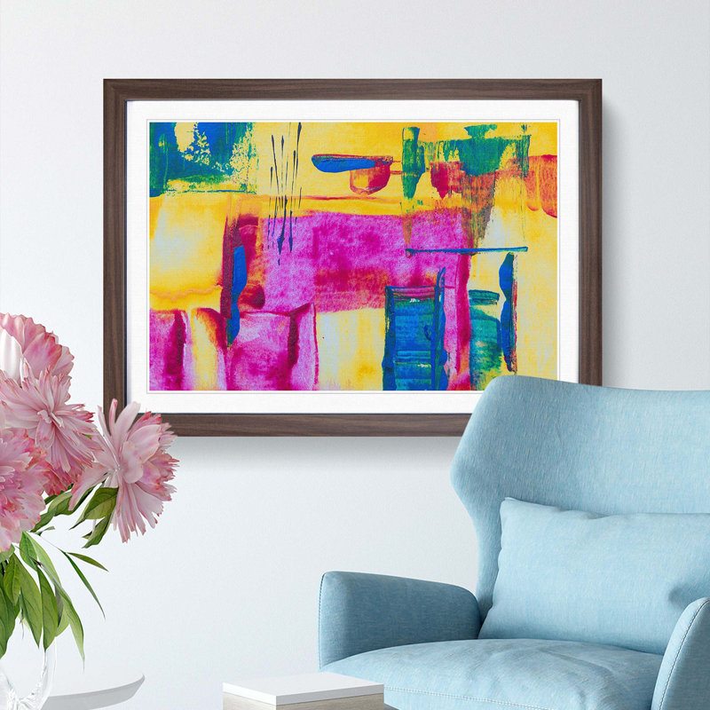 Abstract Art Painting Vol.155 by S.Johnson - Framed Print, 36cm H x 48cm W x 2cm D, Walnut Framed