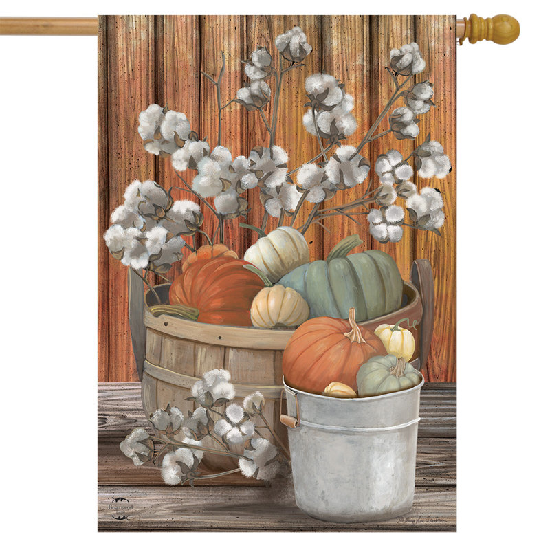 Pumpkins and Willows Autumn House Flag
