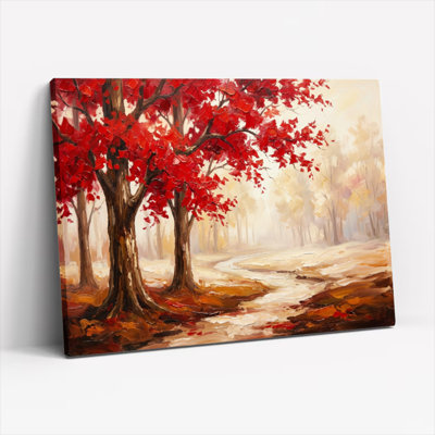 «Autumn Red Trees Landscape», reproduction de peinture à l'huile sur toile, art mural