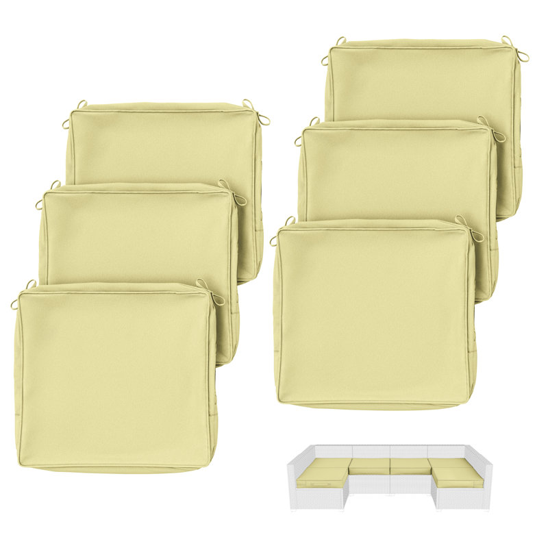 Outdoor Cushion Covers 17X16x2 Dining Chair Cushion Covers, Covers Only, Pastel Yellow, 17" W x 16" D