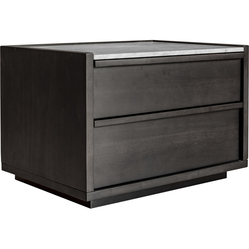 2 - Drawer Nightstand in Dark Grey, Light Gray/Dark Brown