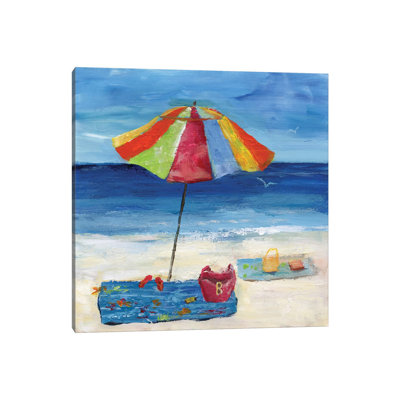 «Bright Beach Umbrella I» par Nan - reproduction d'art sur toile tendue