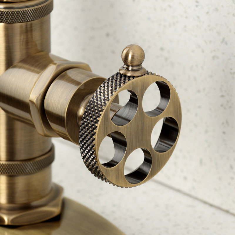 Kingston Brass Webb Single-Handle 1-Hole Deck Mount Bar Faucet with Knurled Handle, Antique Brass
