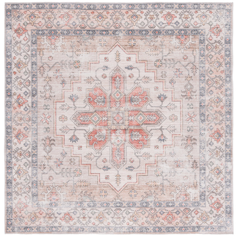 Maritess Machine Washable Southwestern Rug, Square 6'