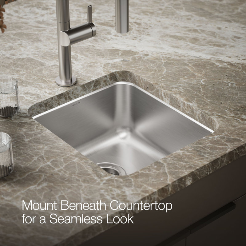 Undertone® 15.75" L x 17.5" W x 7.625" Medium Under-Mount Single-Bowl Kitchen Sink