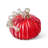 6"D Fall Red Glass Pumpkin With Glitter
