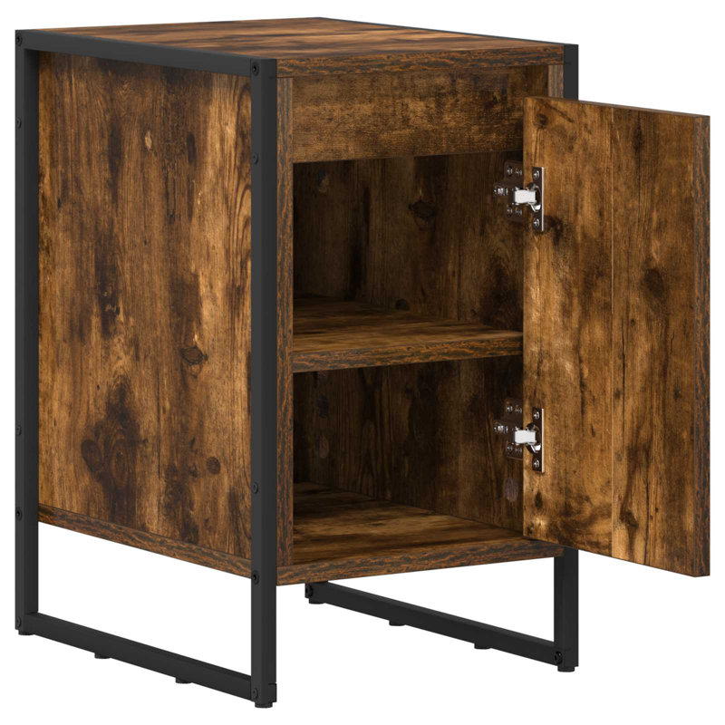 39.5cm W Manufactured Wood Bedside Table, Smoke Oak