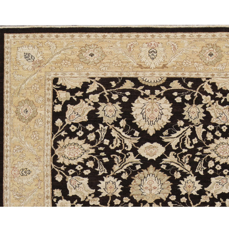 Sultanabad Wool Oriental Area Rug in Black/Beige, Rectangle 6'1" x 8'6"
