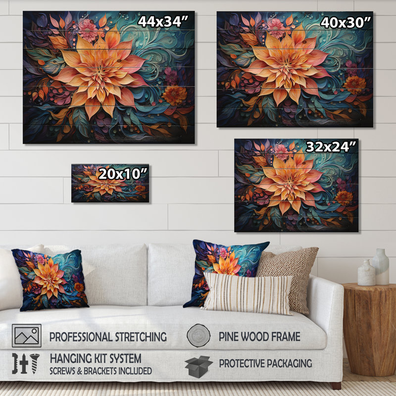 Méditation «Mindfulness Mandala» - Art mural sur bois de pin naturel, H 10 po x l 20 po