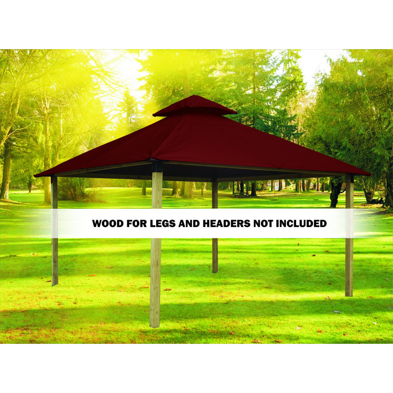 Roof Framing And Mounting 12 Ft. W x 12 Ft. D Solid Wood Gazebo, Burgundy, 147.5" H x 168" W x 168" D
