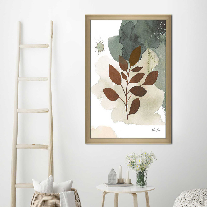 «Sage Bliss II» par Laura Horn - Peinture, Encadrement champagne, H 27,5 po x l 21,5 po x P 0,75 po