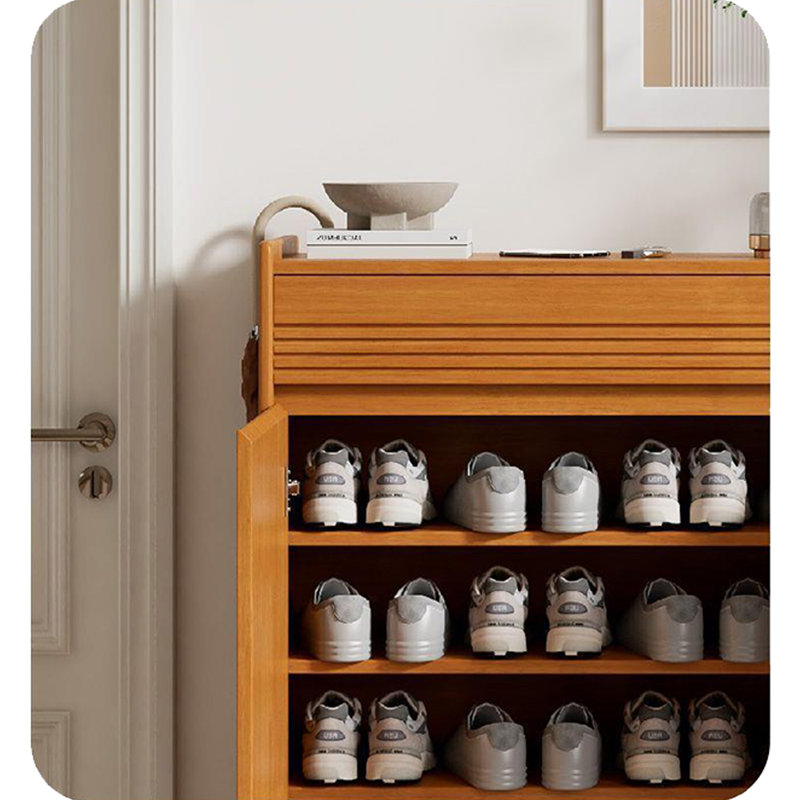 Armoire de rangement à chaussures de grande capacité de style chinois, Brun