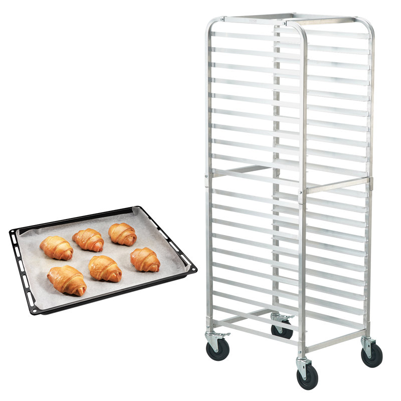 Aluminum 20-Tier Commercial Bakery Rack with Brake Wheels