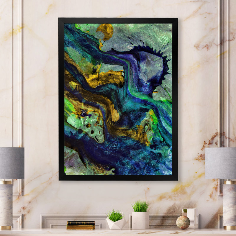 «Colorful Mixed Fluid Art III», reproduction d'art moderne sur toile, Cadre noir, L 12 po x H 20 po