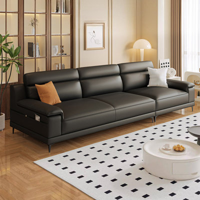 Black Faux Leather Modular Sofa cushion couch
