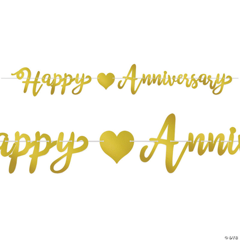 6 pi Bannière suspendue Happy Gold Anniversary, Doré