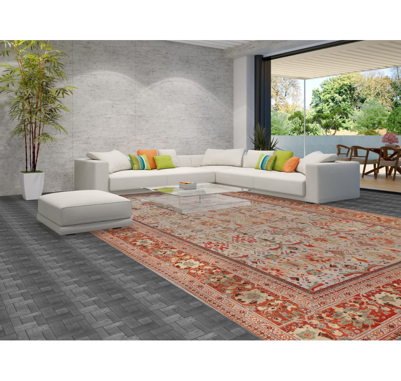 Tapis traditionnel antique à teinture végétale 11 x 17