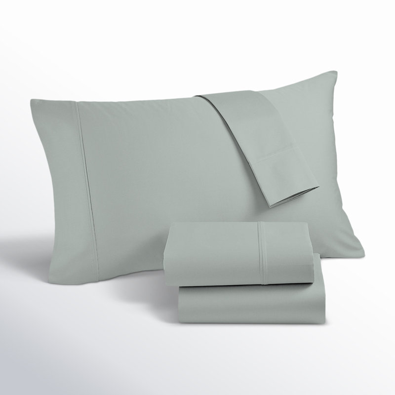 Ensemble de draps Ultimate Percale 100% coton, Ensemble de draps pour grand lit avec 2 taies d'or, Gris clair