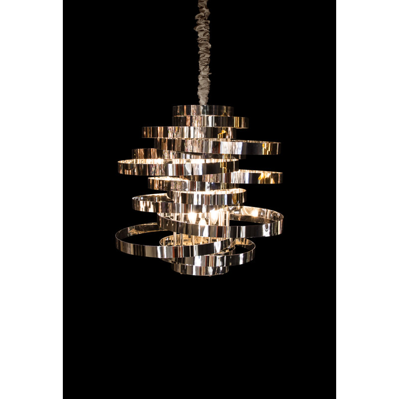 Hemispheres 8 - Light Dimmable Geometric Chandelier, Silver