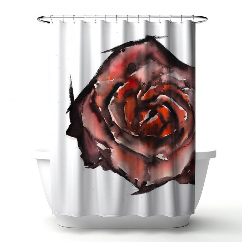 Floral – Polyester Shower Curtain, Dye Sublimation Print, 71" W × 74" L