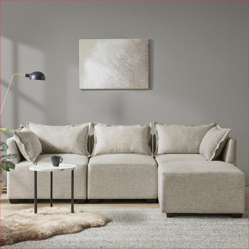 Fauteuil modulaire, pièce moderne sans accoudoir avec coussin amovible | Bois massif | Espresso foncé | Polyester | Standard
