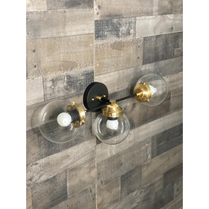 Armed Sconce, Brass Black, Clear